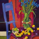 Warm arrangement with Iris & Plums