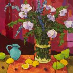 Warm arrangement with Iris & Plums