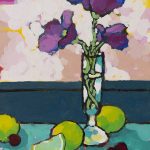 Warm arrangement with Iris & Plums