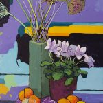 Warm arrangement with Iris & Plums