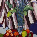 Warm arrangement with Iris & Plums