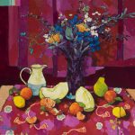 Warm arrangement with Iris & Plums