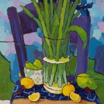 Warm arrangement with Iris & Plums