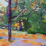 Warm arrangement with Iris & Plums