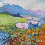 Warm arrangement with Iris & Plums