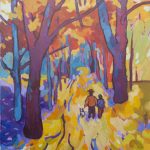 Warm arrangement with Iris & Plums